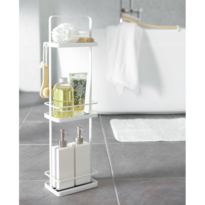 Yamazaki USA Tower Yamazaki Home Wire Standing Shower Caddy With Bath Shelf Baskets, Tall, Steel